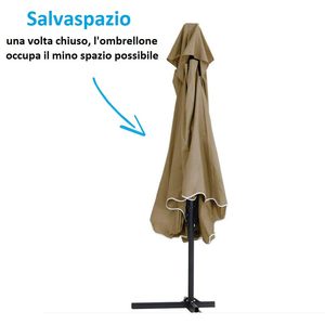 Ombrellone da Giardino Decentralizzato 250x250x230 Cm con Apertura a Leva, Base a Croce, Struttura Impermeabile, Riparo Solare - Product Image 4