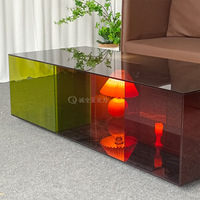 Table basse rectangulaire moderne en acrylique italien Rangement pratique et belle table à thé