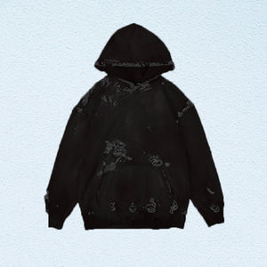 Designer-Streetwear Vintage Washed Hoodie, Schwergewichtiger Kapuzenpullover mit individuellem Druck, Distressed-Look mit abgeschnittenen Kanten - Product Image 5