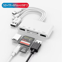 Lecteur de cartes OTG série complète 5-en-1, adaptateur Type-C, lecteur de cartes mémoire SD/TF, connecteur USB, adaptateur de téléphone externe multifonctionnel