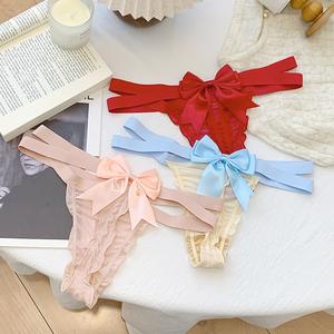 Groothandel Hete Verkopende Dames Kanten Slipje Met Strik Sexy Zwarte Doorzichtige Strings Plus Size Jonge Meisjes Slipje - Product Image 6