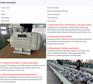 มอเตอร์ไฟฟ้าคุณภาพสูง IE2-132S2-2(7.5KW) มอเตอร์เหนี่ยวนำสำหรับเครื่องจักรกลการเกษตร เครื่องจักรแปรรูปอาหาร - Product Image 3