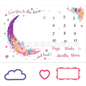 Custom Printing Fleece <b>Blanket</b> Baby Monthly Photography <b>Blanket</b> Baby <b>Milestone</b> <b>Blanket</b> - Product Image 2