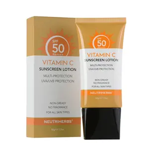 Etiqueta privada personalizada UVA UVB Protector facial SPF 50 bloqueador solar crema de protección solar bloqueador solar loción spf50 para la piel del cuerpo