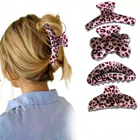 Pinces à cheveux en acétate à imprimé léopard en gros, grandes pinces à cheveux ovales en spirale, accessoires de mode pour femmes
