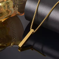 Zhongzhe Bijoux Personnalisé Bar Pendentif Collier En Acier Inoxydable Boîte Chaîne Étanche Collier Vierge Graver Nom Date Logo Collier