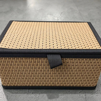 Boîte de rangement personnalisée en rotin tressé pour Mahjong, 9,65*7,09*4,33 pouces, étui de voyage à couvercle pour tuiles de Mahjong américain, OEM