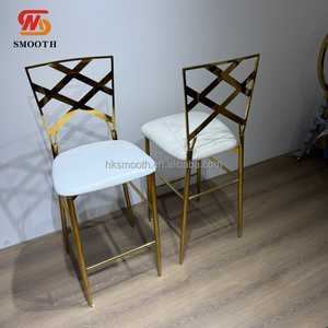 SMOOTH Modern Luxury Banquet Bar Furniture Chair Metal Stainless Steel Golden Bar X-<b>Back</b> Bar <b>Stool</b> Wedding Party <b>Stool</b> Chair - Product Image 2