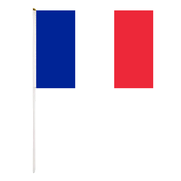 Petits drapeaux en gros 100% polyester, drapeau français à tenir à la main, logo personnalisé, 14*21cm, impression numérique de haute qualité, forme carrée