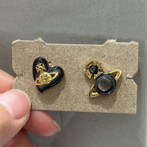 Pendientes de Aleación de Cobre con Circonita Saturno de la Colección Empress Dowager, Nuevos, Súper Brillantes, con Forma de Corazón, Estilo Lindo, Asimétricos, para Mujer - Product Image 6