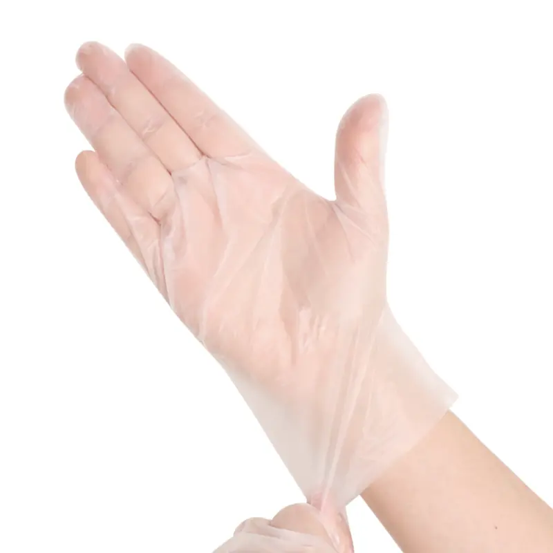 Guantes desechables Tpe de fábrica, superventas, preparación de alimentos, plástico, venta al por mayor, guantes de vinilo de cartón de PVC Pe, jardinería transparente