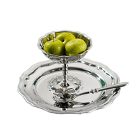 Assiette à dessert exquise en acier inoxydable, plateau minimaliste pour fruits, pâtisseries, dîner, thé de l'après-midi, gâteaux, collations, couleur argent