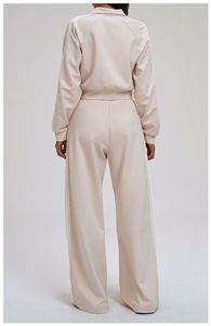 Conjunto Deportivo de <span class=keywords><strong>Yoga</strong></span> de 2 Piezas, Chaqueta Holgada y Pantalones Anchos de Pierna Recta para Mujer, Conjuntos Deportivos Personalizados - Product Image 3