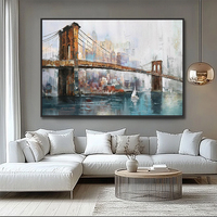 Peinture acrylique moderne peinte à la main, paysage de la ville de New York, toile écologique, art mural abstrait, images colorées, décoration intérieure, Roya Art