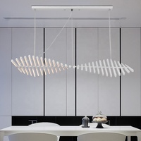 Hotel Villa Lustre noir Vague d'eau nordique LED Suspension décorative en os de poisson Suspension