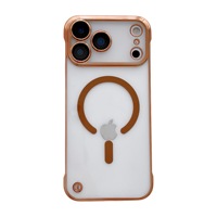 Coque de Téléphone Portable Magnétique Sans Cadre Électroplaquée de Luxe pour iPhone 17 Pro Max, Étui Transparent de Protection en TPU PC