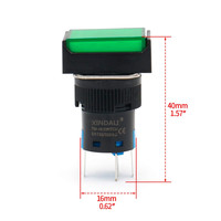 Interrupteur à bouton-poussoir carré miniature XDL16-CFXD 24v 220v AC/DC LED en plastique 10A 16mm avec voyant lumineux