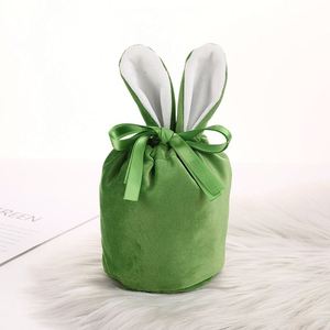 Sacs en flanelle créatifs à oreilles de lapin pour mariage, pochettes décoratives en velours avec cordon pour bonbons et bijoux - Product Image 2