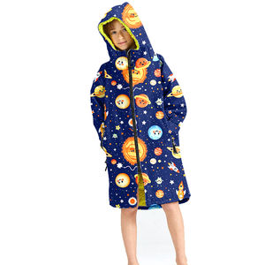 Parka da Nuoto Impermeabile Oversize ad Asciugatura Rapida con Fodera in Pile Spesso e Caldo, con Cappuccio, per Spiaggia, Surf, Cambio Vestiti, Asciugamano, Accappatoio, Cappotto per Bambini - Product Image 1