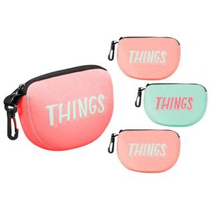 Custom Sport U-Shaped Neoprene Clutch Bag with Zipper Closure Screen Printed for Travel Use-<b>Small</b> Items Keys & Lipstick Storage - Product Image 1