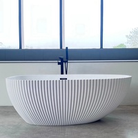 Baignoire ovale autoportante de luxe COMO, surface solide, bain en pierre artificielle, baignoire en acrylique pour villa