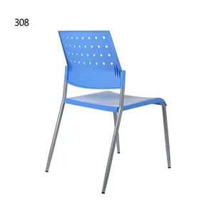 Comodo schienale impilabile per conferenze di formazione in aula in plastica resistente in metallo con sedia da studio con foro