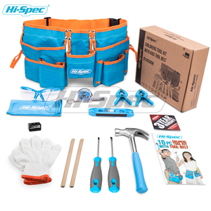 Ceinture à outils bleue de 16 pièces pour enfants et outils à main de réparation <span class=keywords><strong>en</strong></span> métal véritable OEM ODM Home Tool Kit Set with Hard Case for Kids - Product Image 6