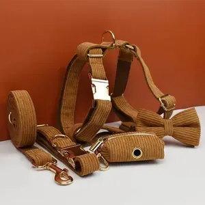 Corduroy-Hundegarnitur einstellbares Hundehalsband Leine Luxus individuelle Eigenmarke Hundegarnitur Haustierzubehör