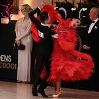 Robe de danse de compétition Chrisanne B-26066 en satin et mousseline rouge, lisse, pour la danse de salon Blackpool, haute qualité, moderne, à vendre