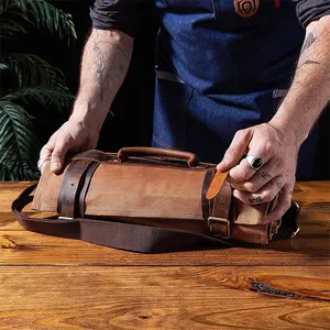 Saco de faca de cozinha multifuncional, logotipo personalizado, profissional, feito à mão, para caça, bolsa para chef, viagem, ferramenta de cozinha