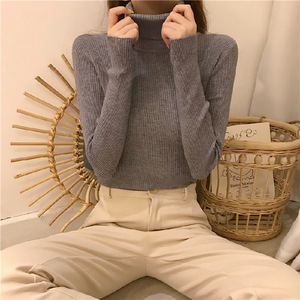 Solid Color <b>Turtleneck</b> Knit <b>Sweater</b> One Size Fits All Women's Autumn Winter Base Layer Japanese Korean Leisure Style - Product Image 2