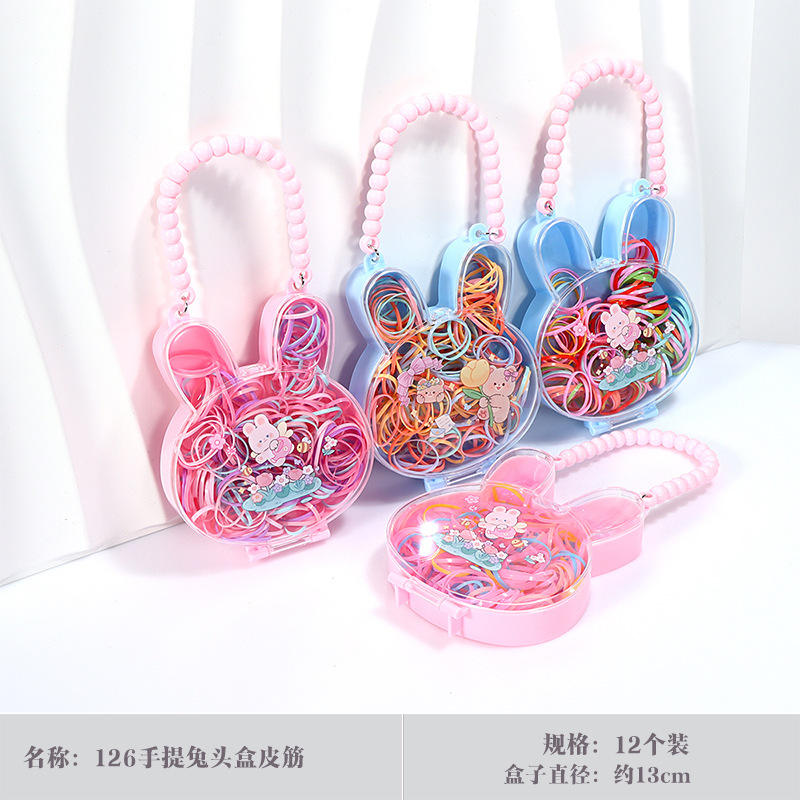 126 Handheld Rabbit Head Box Rubber Bands 1 Box