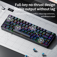 Teclado Mecánico Inalámbrico Tri-Modo AK68 de 68 Teclas, USB Portátil para Oficina, Juegos, Laptop, PC de Escritorio, Teléfono, Tablet, Mac/iPad