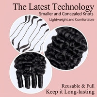 Extensions de cheveux humains à plumes de 18 pouces, 50 mèches réutilisables, texture Deep Wave, pour tresses au crochet
