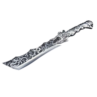 Couteau de coupe en acier inoxydable à haute teneur en carbone forgé à la main de Longquan chinois poignée sculptée en métal faucille en forme d'éventail
