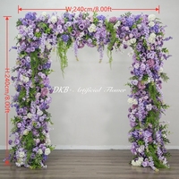 Arche florale carrée sur mesure de 2,4 m en hydrangeas et glycines violets, fleurs artificielles pour décoration de toile de fond d'événements de luxe