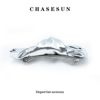 Pinces à cheveux automatiques françaises élégantes pour femmes cheveux épais cheveux longs Barrettes porte-queue de cheval grand fermoir PU Hairgrip coton