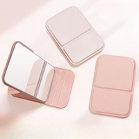Miroir de maquillage pliable personnalisé en PU, miroir de voyage compact pour sac à main, bureau et chambre, cadeau promotionnel