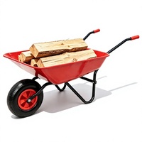 Carretilla de acero con recubrimiento en polvo de 65L, bandeja de 0.6mm de grosor, carretilla de una sola rueda con neumático de 13 pulgadas para uso en jardín, patio y césped.