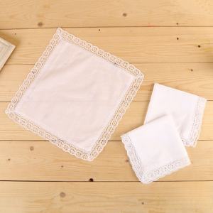 Mouchoir blanc en coton pur de 25cm avec bord en dentelle délicate, doux et respirant, <span class=keywords><strong>petits</strong></span> accessoires élégants pour cadeaux de mariage - Product Image 4