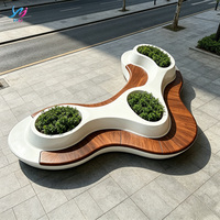 Banc en fibre de verre moderne personnalisable, pot de fleurs, jardinière, mobilier d'extérieur écologique et durable pour les écoles, les centres commerciaux et les espaces publics