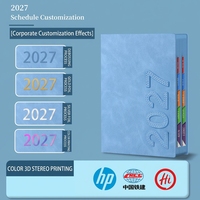 Agenda 2027, planificateur hebdomadaire et mensuel en anglais, couverture rigide en cuir, journal personnalisé avec logo, idéal pour les cadeaux d'entreprise