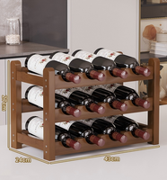 Organiseurs en bambou sur pied personnalisés, étagères de rangement pour vin, présentoir à vin à 3 niveaux pour comptoir, pour bouteilles et verres, pour bar à domicile