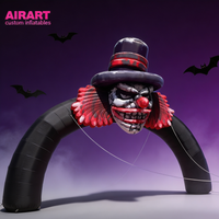 Arche Gonflable Noire Clown en Tissu Oxford 420D – Entrée Gonflable Portable et Durable pour Événements d'Halloween