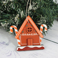 Nouvelles décorations de Noël en bois 2026 : Ornements artisanaux en forme de maison du Père Noël pour la décoration intérieure, impression UV sur bois