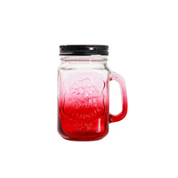 Pots de confiture en verre de pulvérisation de couleur dégradée de haute qualité 355g 480ml avec couvercles et poignée