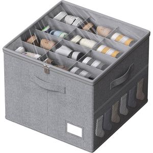 Boîte de rangement pour chaussures en toile pliable rectangulaire multifonctionnelle avec fermeture éclair en tissu écologique et couvercle en PVC - Product Image 2