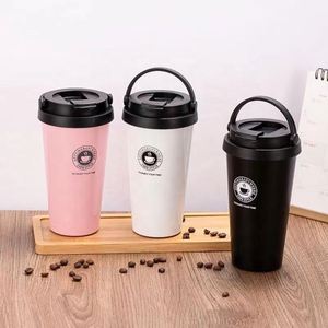 High Quality 500ml Travel <b>Mug</b> Custom Logo <b>Double</b> <b>Wall</b> Stainless Steel Insulated Vacuum Travel Coffee <b>Mug</b> With Handle Lid - Product Image 2