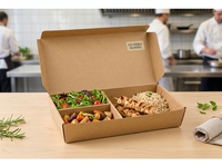 Boîte alimentaire compartimentée personnalisée écologique en papier kraft pour emporter, boîte à lunch pour sushis, salades, emballage de repas