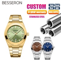 Nouvelle conception de montre à quartz pour homme de luxe, logo personnalisé, mouvement japonais, acier inoxydable, cadran en verre, étanche 5ATM